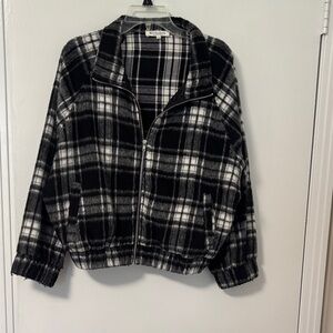 Workshop Republic Clothing Black & White Plaid Zip-Up Jacket